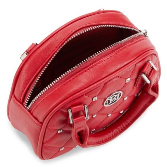 NWT Badgley Mischka Dome Studded & Quilted Convertible Top Handle Bag in Red - Picture 3 of 11